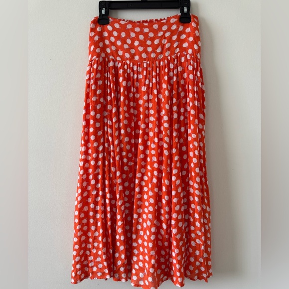 ANTHROPOLOGIE Orange Daisie Midi Skirt & Tank Top Set Size S - Picture 6 of 12